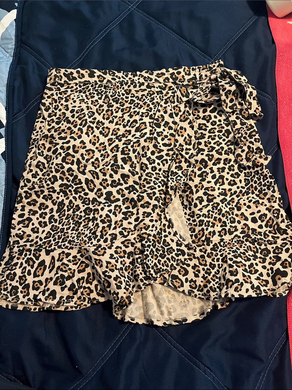 Leopard Print Wrap Skirt - Tan & Black
